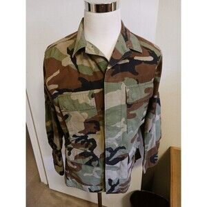 Military Combat Jacket Mens M Short Hot Weather Woodland Camo